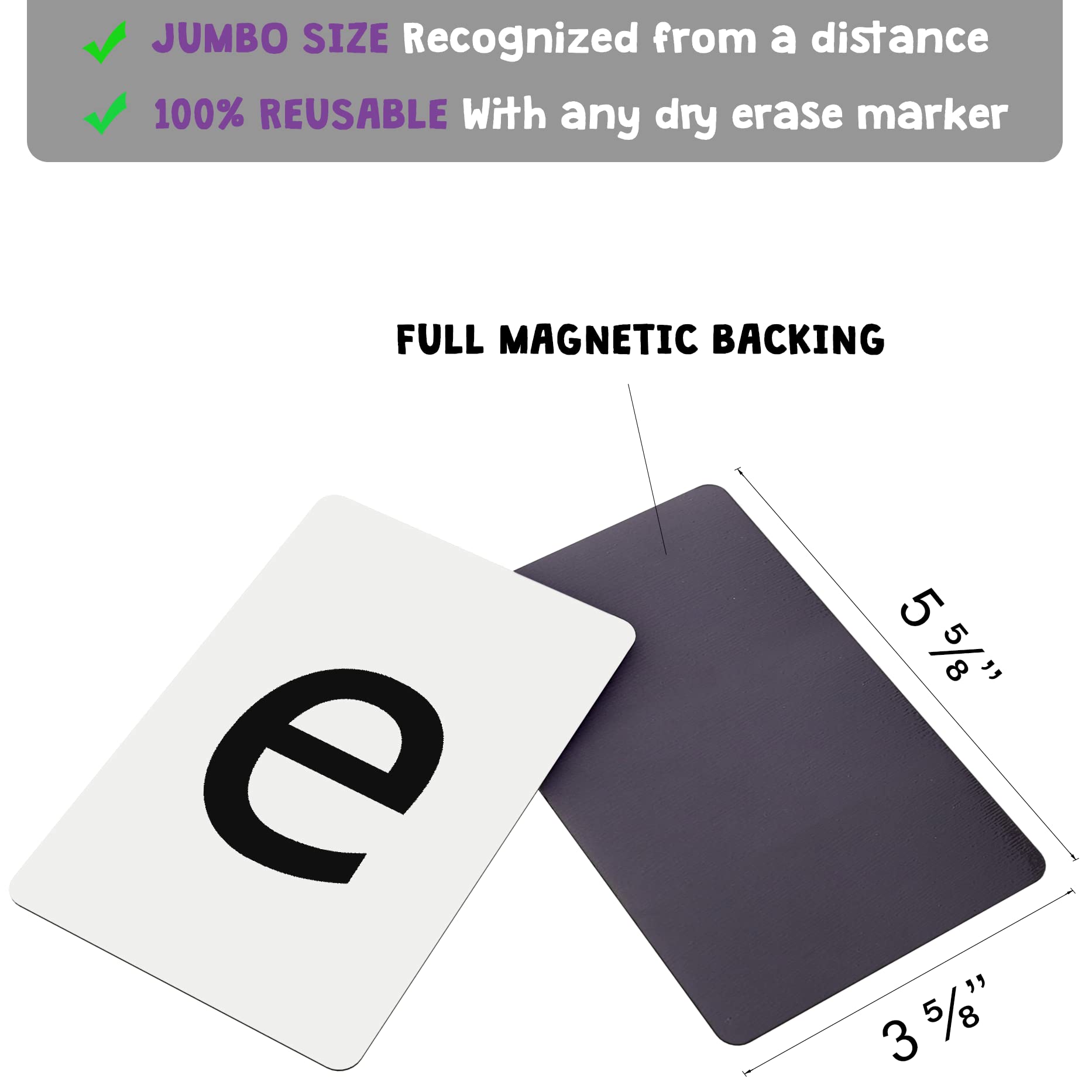 Attractivia Magnetic Big Alphabet ABC Flash Cards - 52 Sturdy Uppercase & Lowercase Large Letters, Black - for Classroom Teachers, Homeschool, ESL