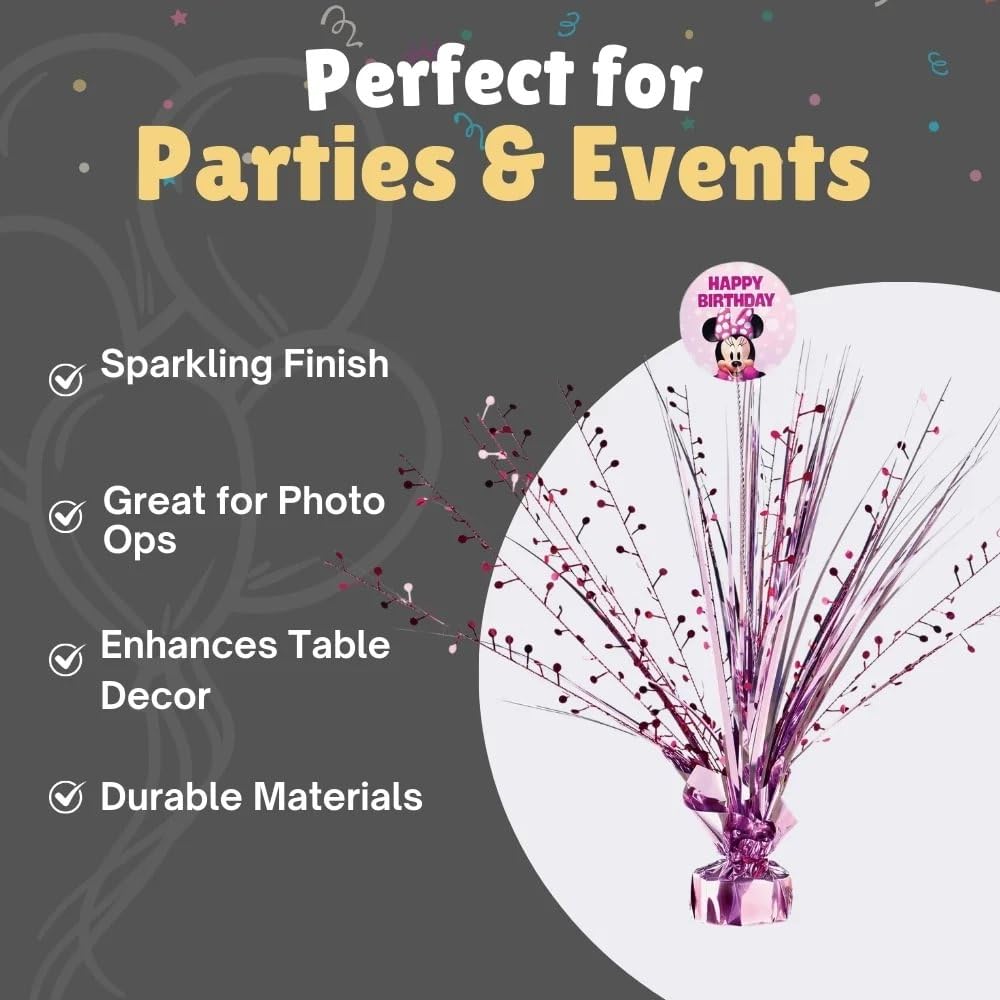 Spray Plastic Centerpiece - 18" | 1 Pc., Minnie Mouse Forever, Pink