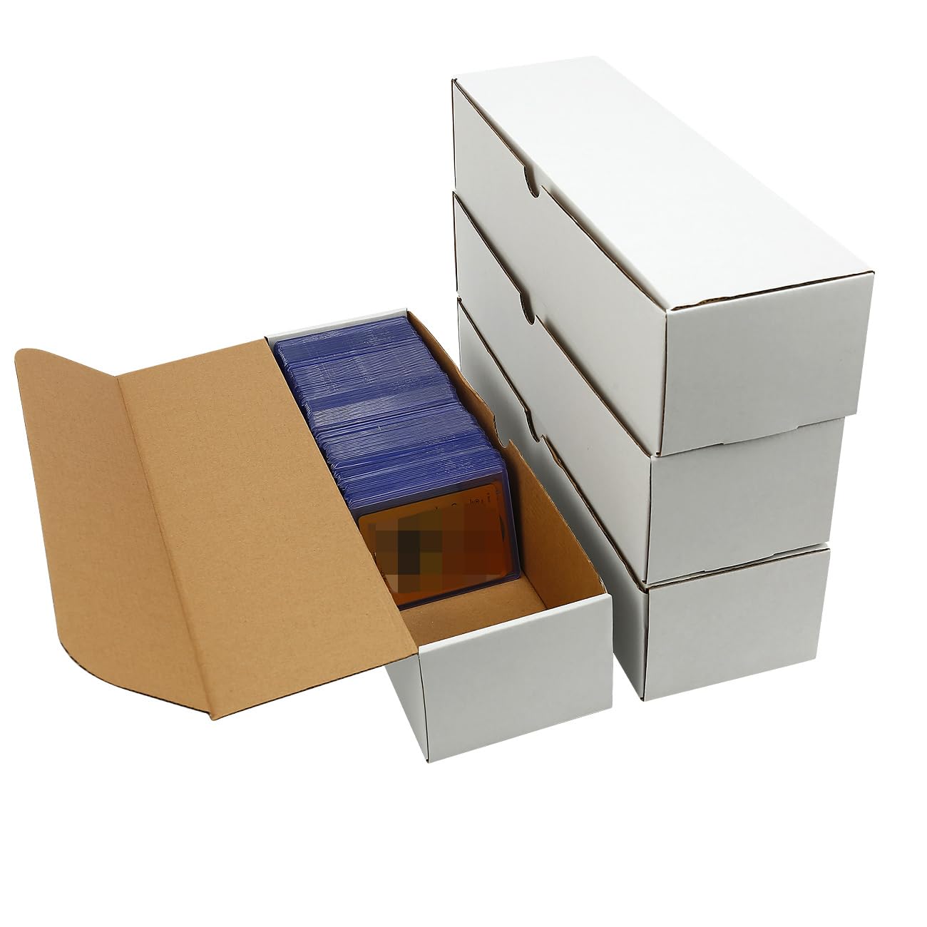EBOAUSI 4-Pack • 3200-Count Trading/Gaming Card Box - Fits Toploaders & Sports Cards - Heavy-Duty Cardboard Organizer