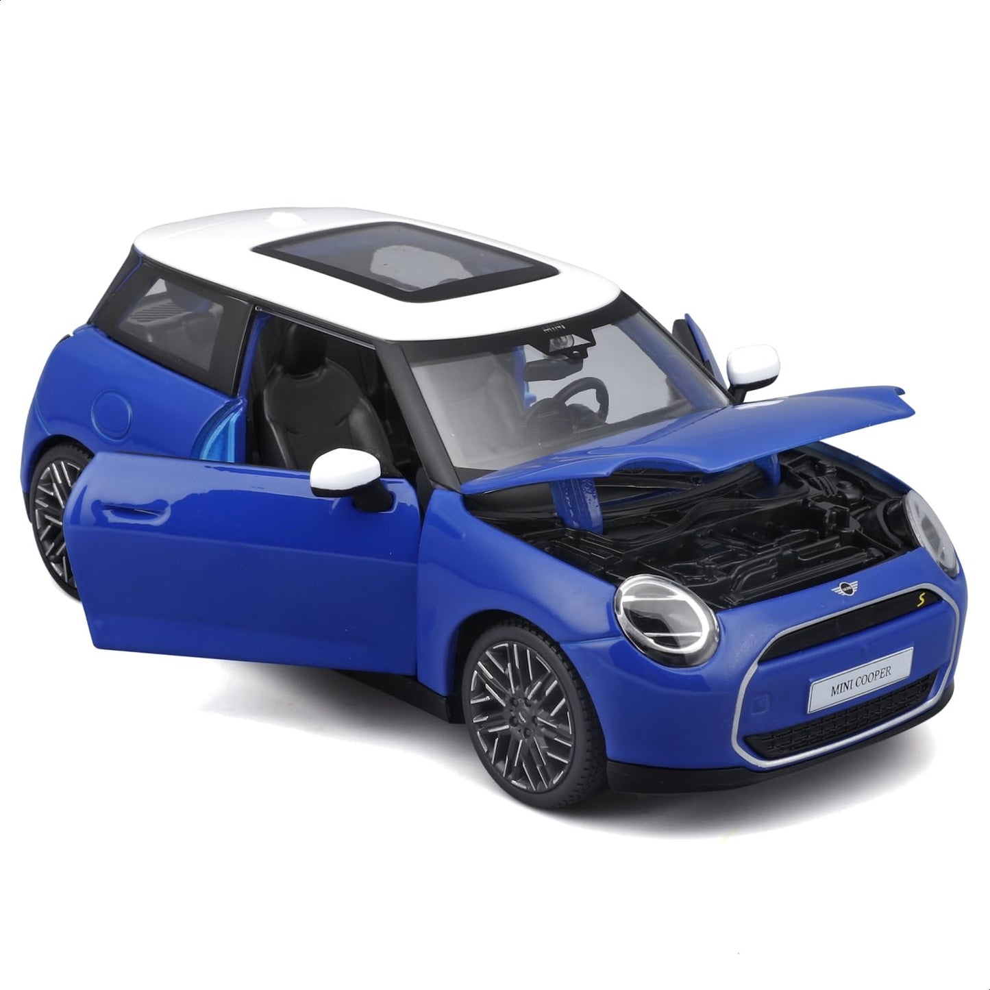 Maisto - Mini Cooper SE 2024 (J01), 1:24 scale diecast car, Color Blue, Detailed replica of the new electric version, Doors and hoods, Recommended