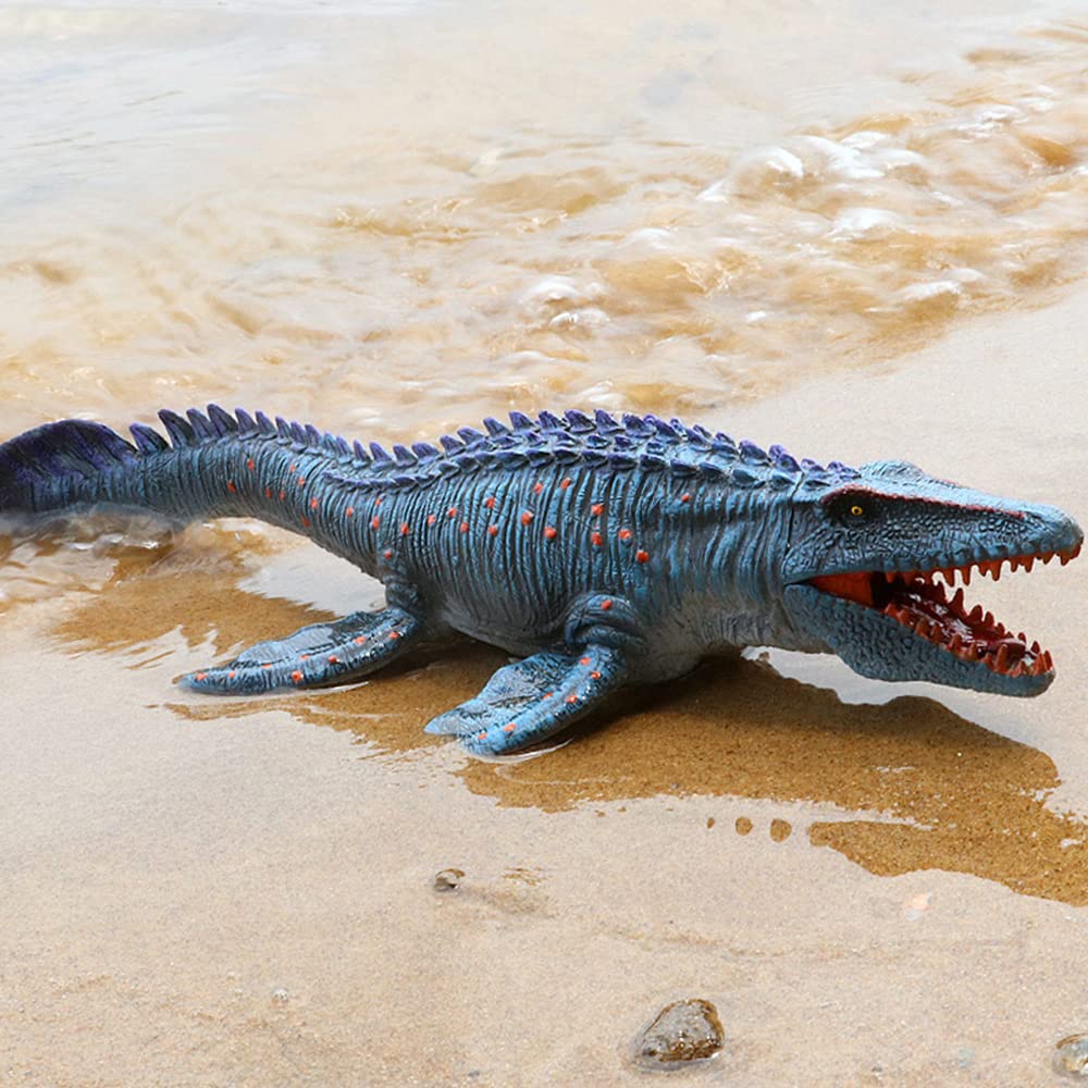 EOIVSH Large Mosasaurus Toy 13.4", Realistic Deep Sea Monster Mosasaurus Dinosaur Plastic Hand-Painted Ocean Animal Model Figurine for Bath Pool Toy