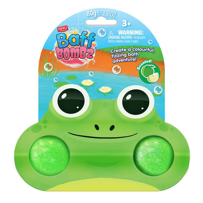 2 x Cool Frog Bath Bombs on Gift Card, Children's Value Birthday Gifts for Boys and Girls, Favours, Rewards, Prizes, Party Bag Fillers, Pinata Toys