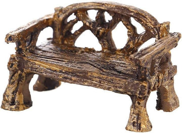 Essivox Brown Resin Fairy Garden Miniature Bench Chair, Outdoor Furniture Decoration for Home and Garden Landscape