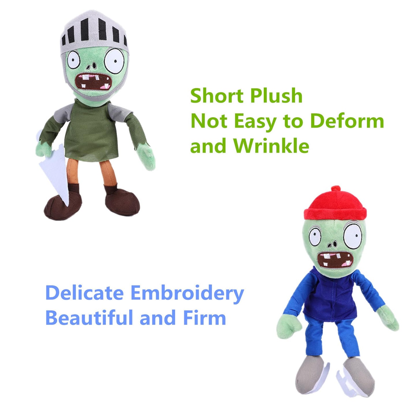 BASHERISE 3 PCS PVZ Plant and Zombies Plush Toy Stuffed Soft Doll, 2023 Upgraded Skating Zombies Soldiers Zombies New Pirate Zombie Plush Figure Toy