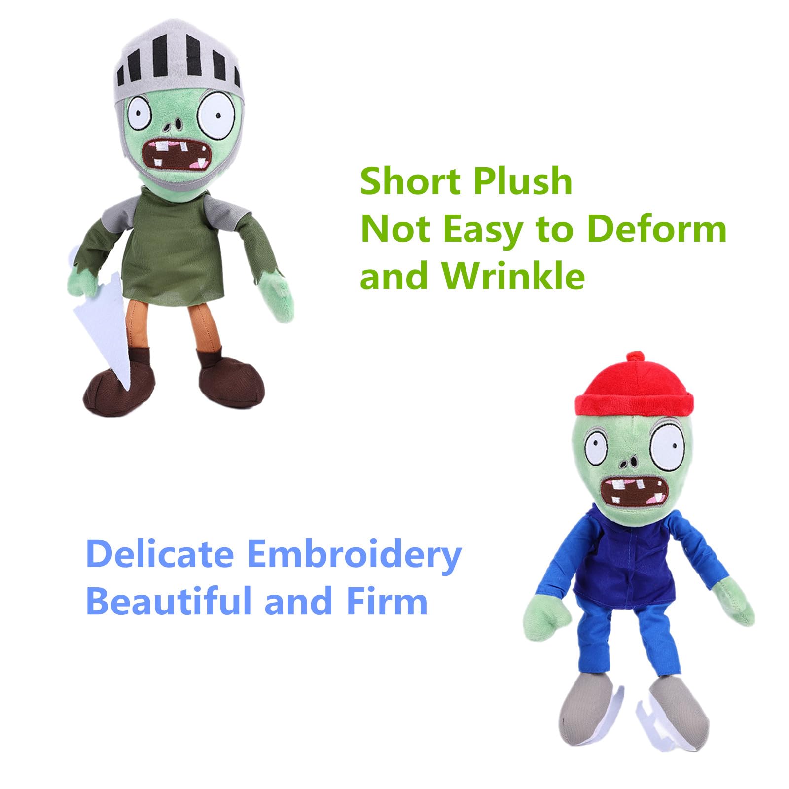 BASHERISE 3 PCS PVZ Plant and Zombies Plush Toy Stuffed Soft Doll, 2023 Upgraded Skating Zombies Soldiers Zombies New Pirate Zombie Plush Figure Toy