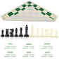 OUMODA 4" King Tournament Chess Set Foldable 20" Silicone Chess Board Mat with 2.2" Squares Green Color, Weighted Chess Pieces- 2 Extra Queens