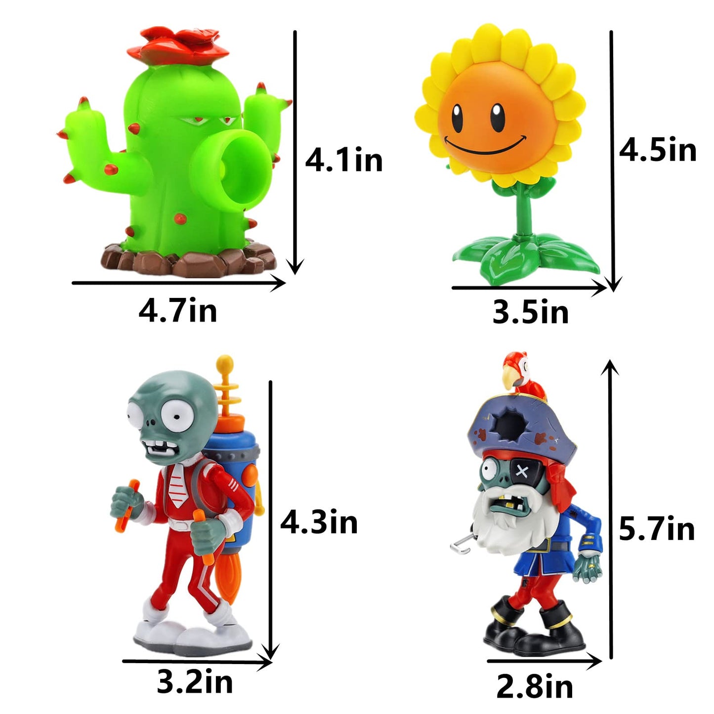 JHESAO 8 PCS Plants and Zombies Toys Action Figures Zombies PVZ Toys Set 1 2 Series Great Gifts for Kids and Fans,Birthday and Christmas Party