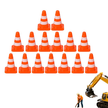 14Pcs Miniature Traffic Cones for Dollhouse, Plastic Road Sign Educational Construction Model