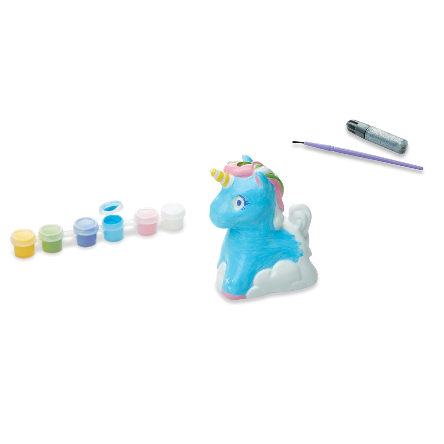 Melissa & Doug Created by Me! Decorate-Your-Own Unicorn Bank Craft Kit with 6 Pots of Paint, Glitter Glue, Paintbrush