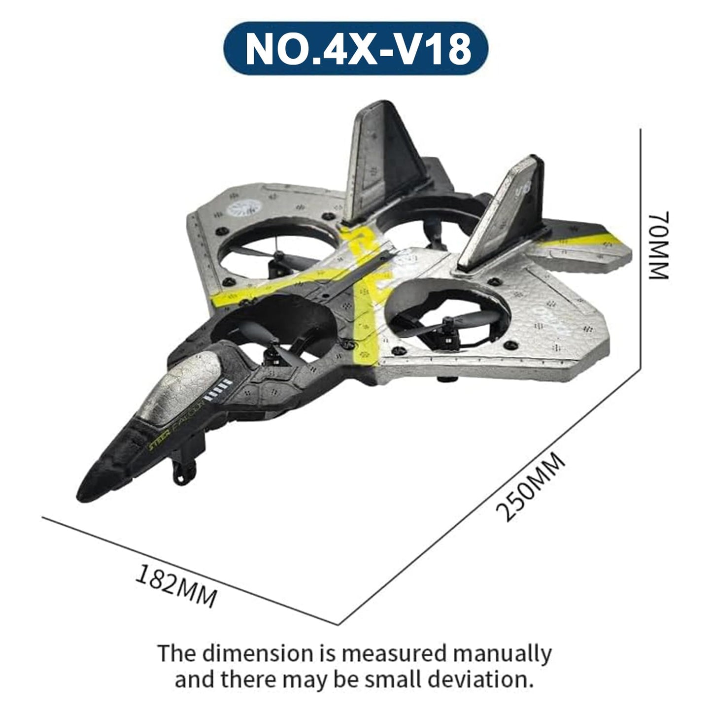 V17 Remote Control Airplane RC Planes, RC Fighter Jet Toy for Kids Adults 8-16, Remote Control Planes with LED Light, 2 Batteries, 360° Stunt Spin