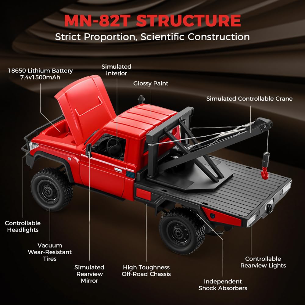 LEOSO MN82T 1/12 4WD RC Tow Pickup Truck with 2 Batteries