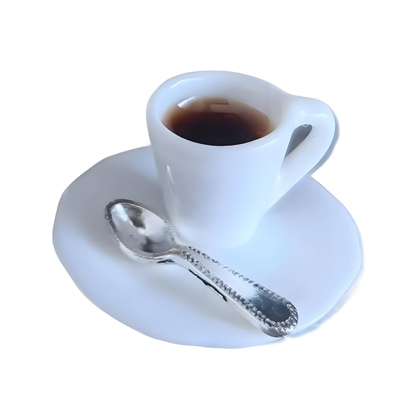1:12 Scale Miniature Coffee Cup with Spoon - Dollhouse Scene Accessory for DIY Summer Table Setting, Desktop Display, Realistic Resin Mug Prop