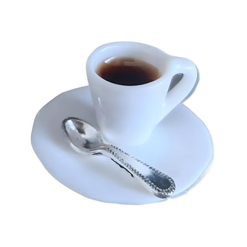 1:12 Scale Miniature Coffee Cup with Spoon - Dollhouse Scene Accessory for DIY Summer Table Setting, Desktop Display, Realistic Resin Mug Prop