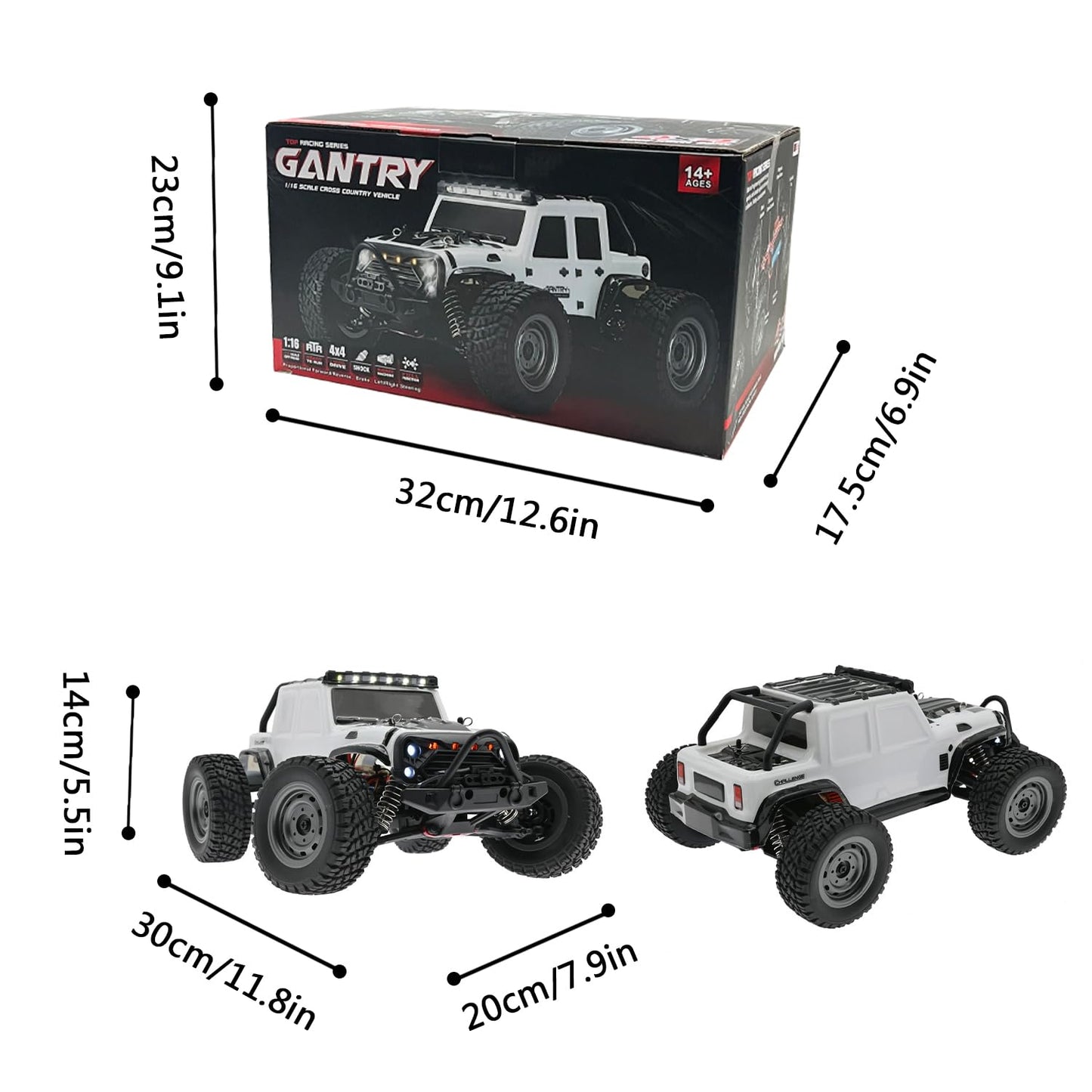 LEOSO SCY16103 1/16 Rc Car 4X4 RC Truck 35 Km/h RC Cars 2.4GHz 4CH 4WD 390 Class Motor Remote Control Truck with 3 Rechargeable 1500mah Batteries