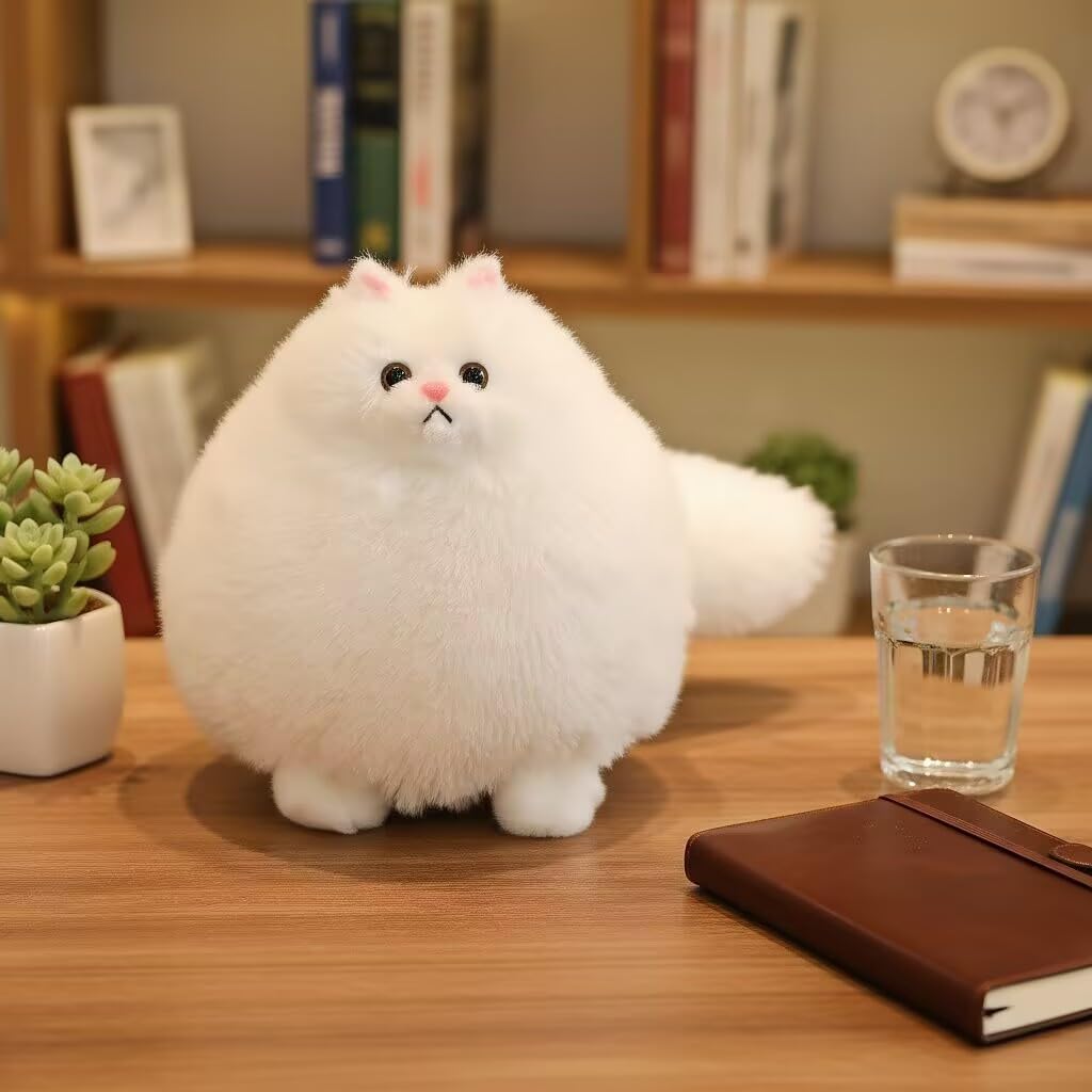 Winsterch Cat Plush Stuffed Animal Toy, 10-Inch White Stuffed Cat for Girls
