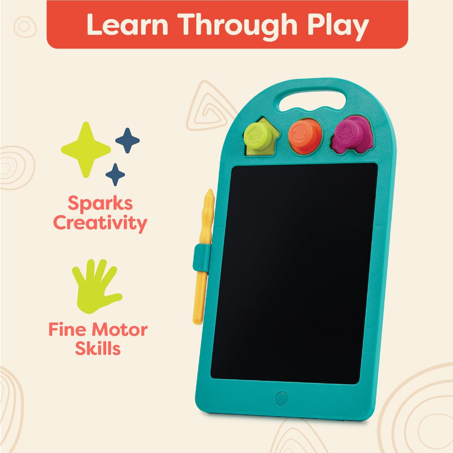 B. Toys - LCD Drawing Tablet & Pen - One-Click Erase & Double - Tip Stylus - Endless Drawing & Coloring - Fun Stamps & Color-Changing Surface - 3+