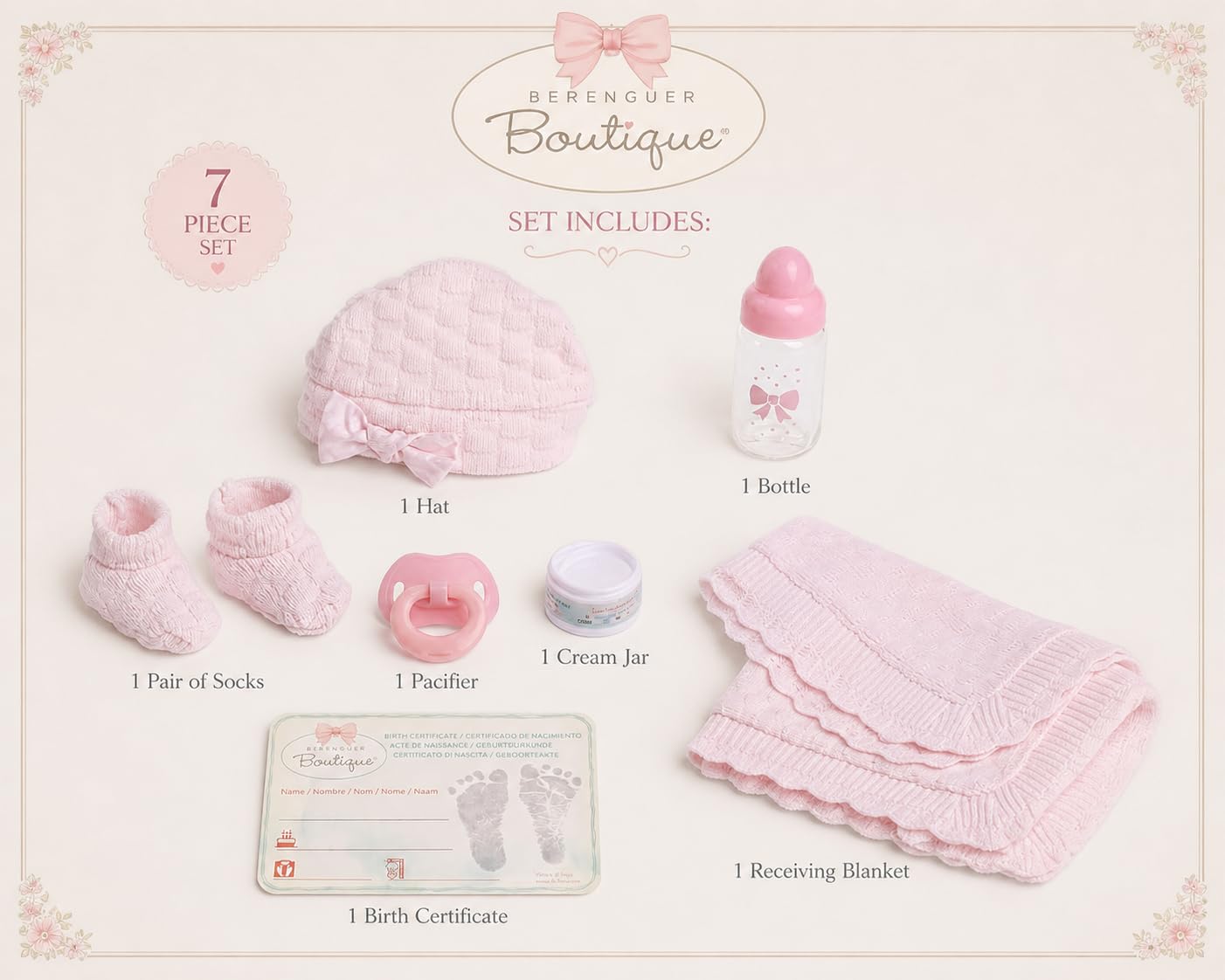JC Toys Realisic Reborn Baby Doll 15" - Anatomically Correct Real Girl Doll, Soft Vinyl, Pink Knit Outfit & Accessories, Made in Spain, La Newborn