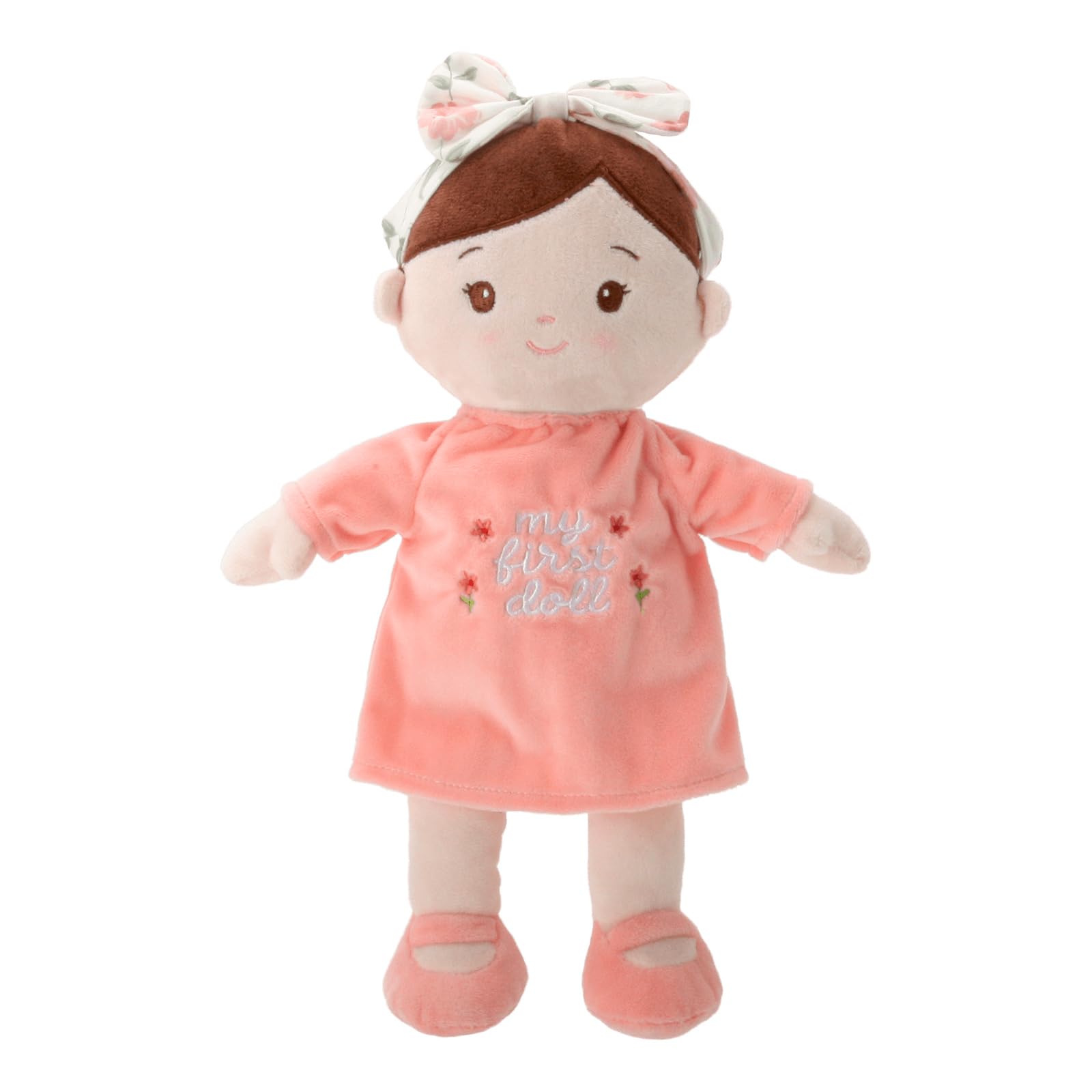 Linzy Toys Soft Plush Doll - 10" My First Doll with Floral Headband, Safe for All Ages, Stuffed Plush Doll for Girls, Adorable Toddler Girl Toys,Ideal