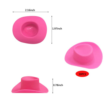 30PCS Plastic Mini Western Cowboy Cowgirl Hat Cute Miniature Hat for Party Accessories Toy Doll Dress Up Play House Games (Pink)