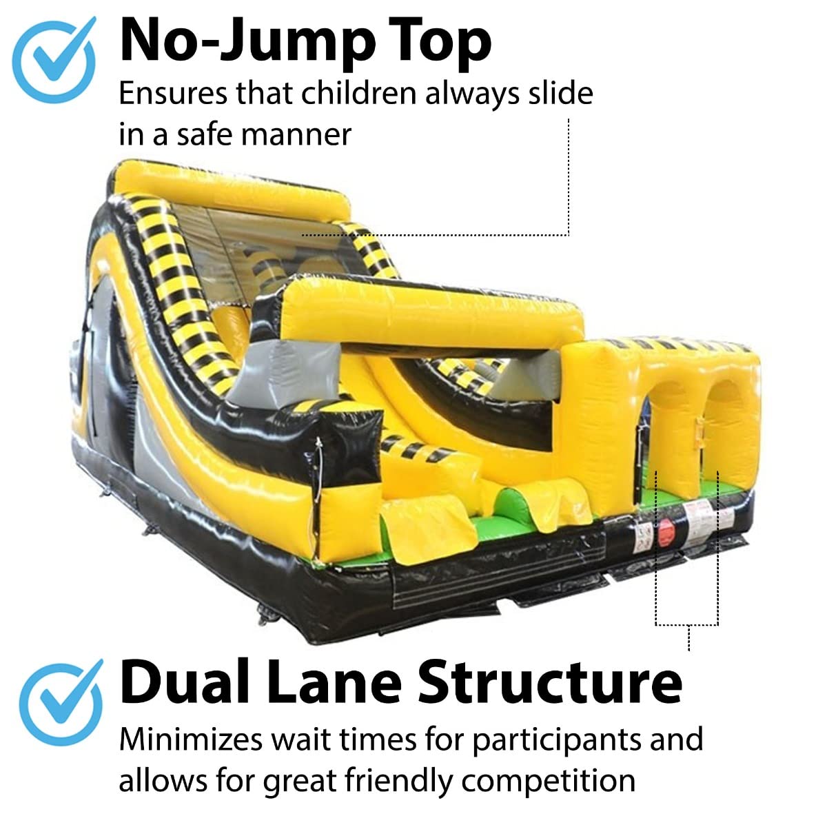 Radical Run Inflatable Obstacle Course with Climbing Wall - Venom Yellow and Black - 29' L x 18' W x 15' H - Commercial Grade Interactive Bounce House