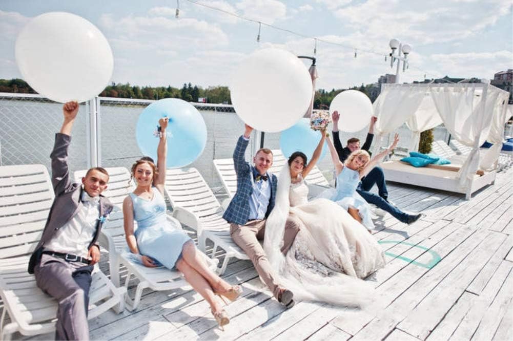 5PCS Big White Balloons Giant 36 Inch Large White Balloon Jumbo Balloon for Birthday Wedding Baby Shower Carnival Party New Year's Day Decorations