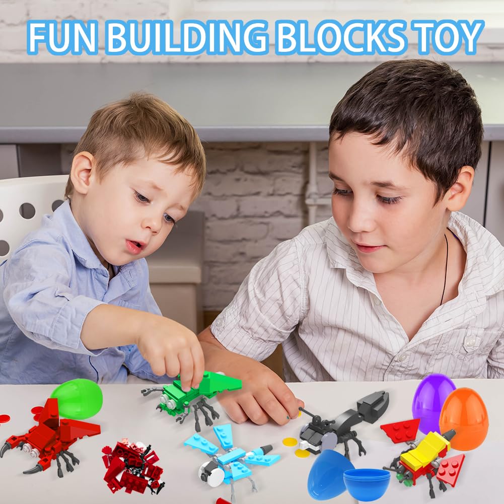 WODMAZ 24 Packs Insect Building Blocks, Insect Animals Building Toy for Easter Gifts Classroom Prizes, Goodie Bags Easter Basket Stuffers, Valentine