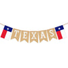 Pre-Strung TEXAS Banner with State Flag Panels, Rustic Linen Burlap Letter Garland for Western Cowboy Birthday, Independence Day, Rodeo Party