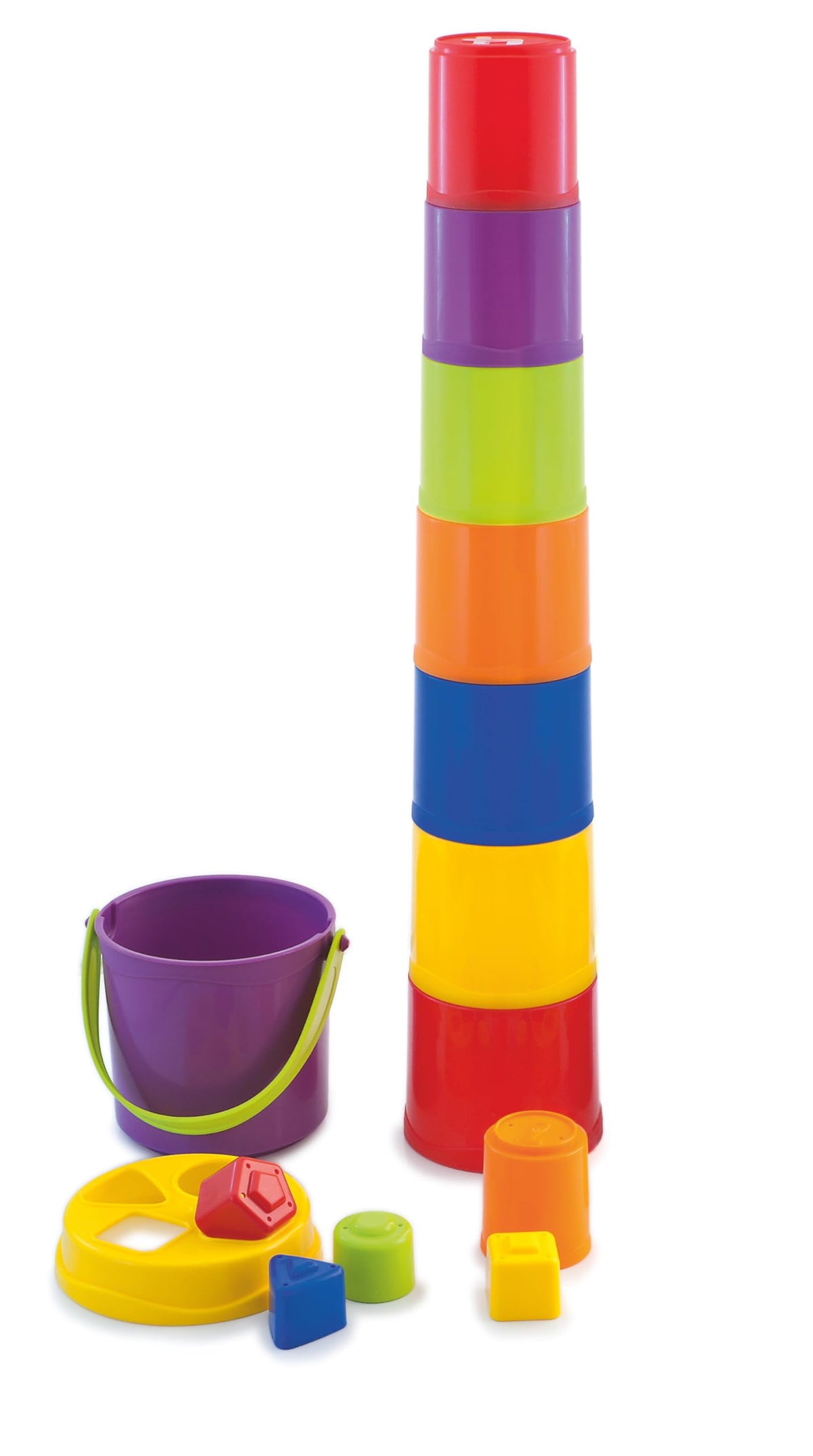 Miniland Sorting & Stacking Toys, Montessori for 1 Year Old, +2 Year Old Boy, 16 Pieces, Kids Cups, Baby Toys 1 Year Old, Shape Sorter | Giantte
