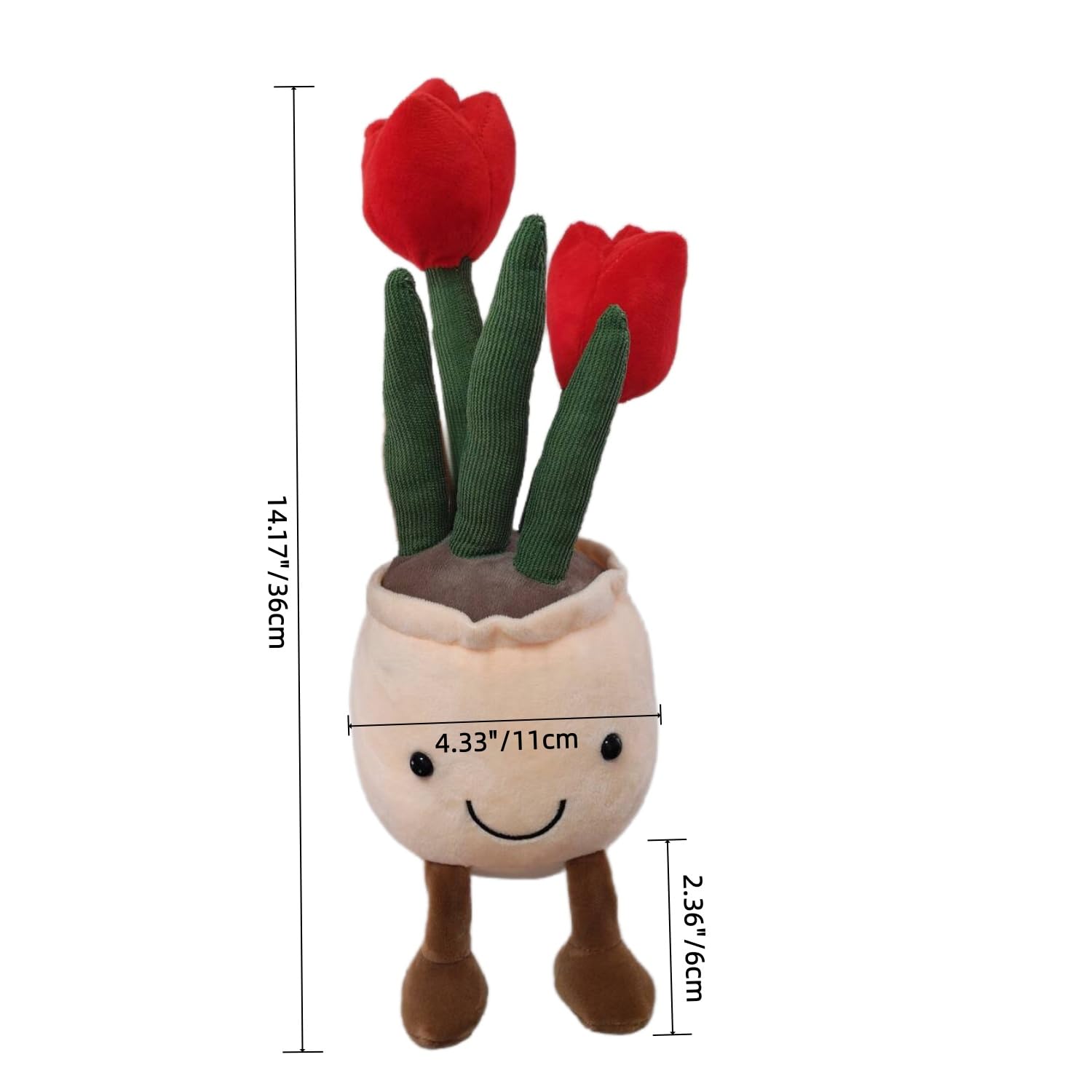XZJMY Succulents Plush Pillow Decoration, Cute Plants Plush Toy Gift for Kids Girls (Red, Tulip)