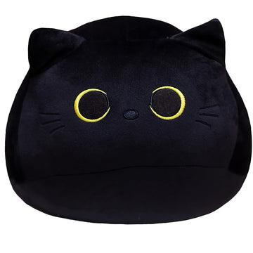 AudeRhine 10'' Cute Black Cat Plush Toys, Soft Pillow Squishy Plushies, Kawaii Cat Stuffed Animals for Home Decoration, Gift for Cat Lovers, Kids