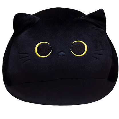 AudeRhine 10'' Cute Black Cat Plush Toys, Soft Pillow Squishy Plushies, Kawaii Cat Stuffed Animals for Home Decoration, Gift for Cat Lovers, Kids