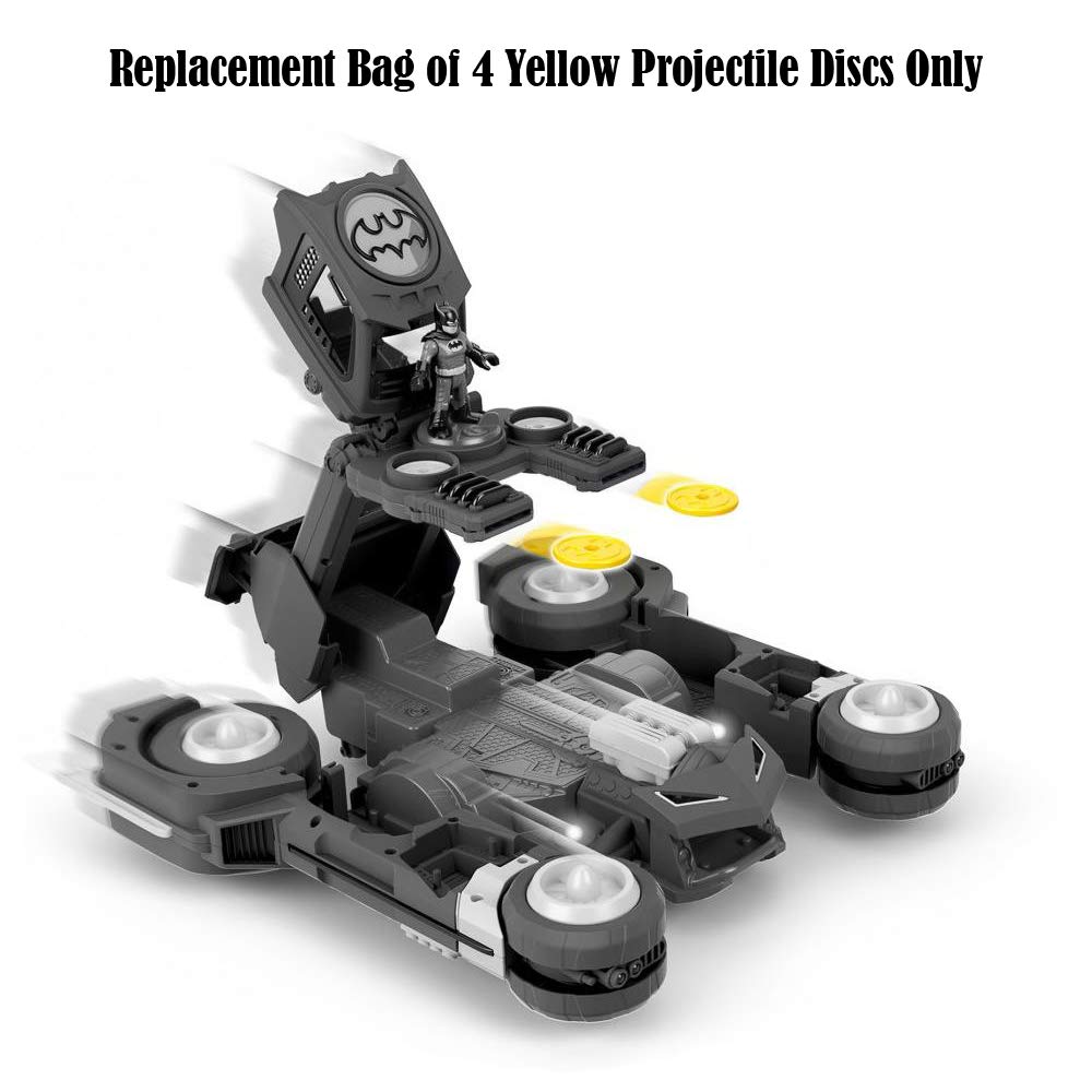 Replacement Parts for Fisher-Price Imaginext Inspired by DC Superfriends Transforming Batmobile R/C GBK77 - Replacement 4 Yellow Projectile Discs