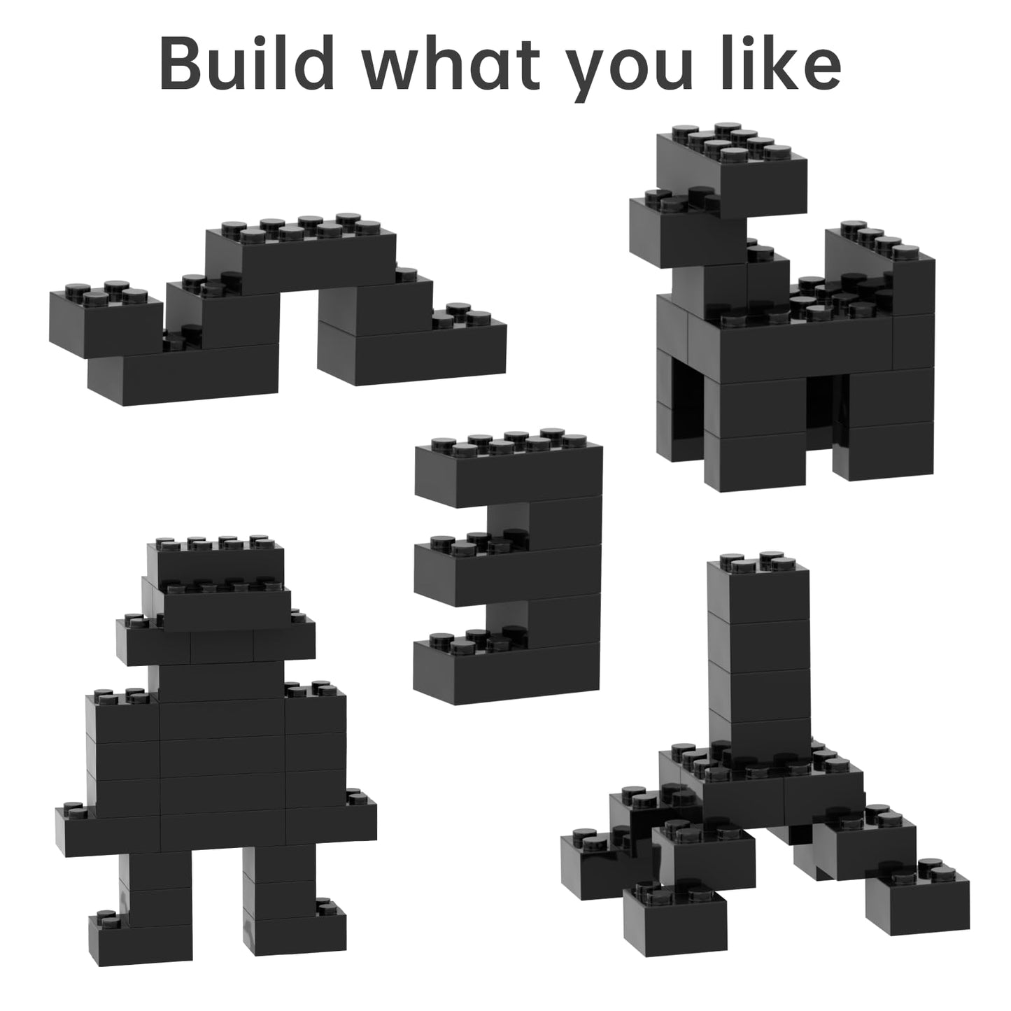 WEBRICK Classic Bulk Brick Block 2x4, Building Brick Black, Compatible with Lego Parts and Pieces 3001, Creative Play Set - Compatible with Major
