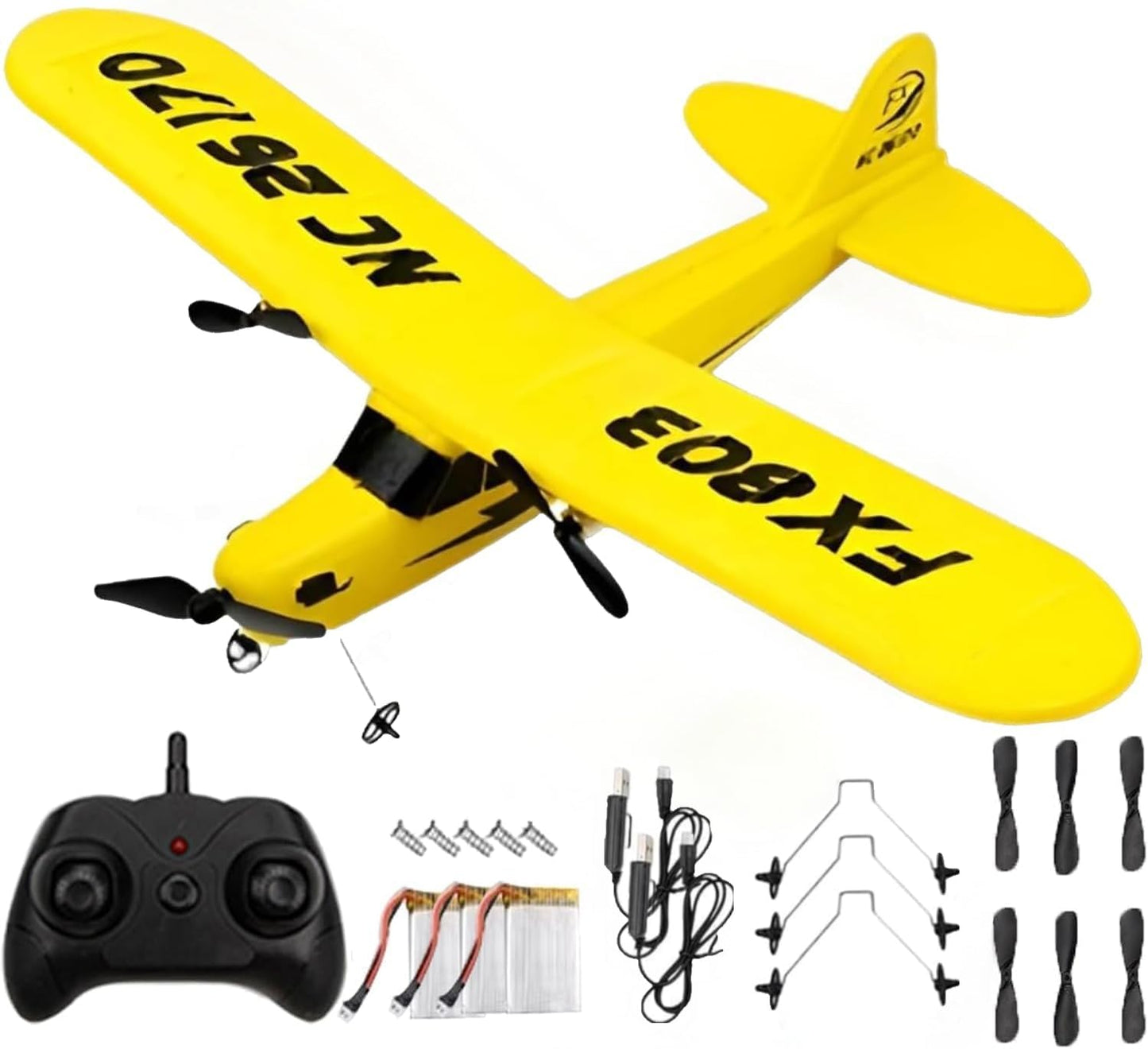 Ouhgnoh RC Airplane 2.4GHz Remote Control Airplane Gyro Easy to Fly Birthday for Beginner Kids Boys (Yellow)