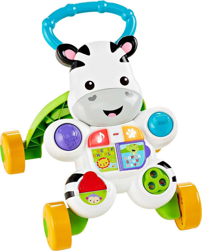 Fisher-Price Baby Push Toy Learn with Me Zebra Walker Musical Learning Activity with Lights & Fine Motor Play for Infants Ages 6+ Months