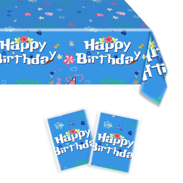 SHONHONG 2pcs Cartoon Blue Party Tablecloth 42 * 71inch,Cute Cartoon Theme Birthday Decoration Supplies