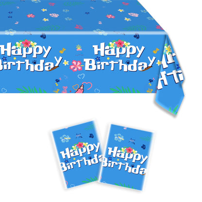SHONHONG 2pcs Cartoon Blue Party Tablecloth 42 * 71inch,Cute Cartoon Theme Birthday Decoration Supplies