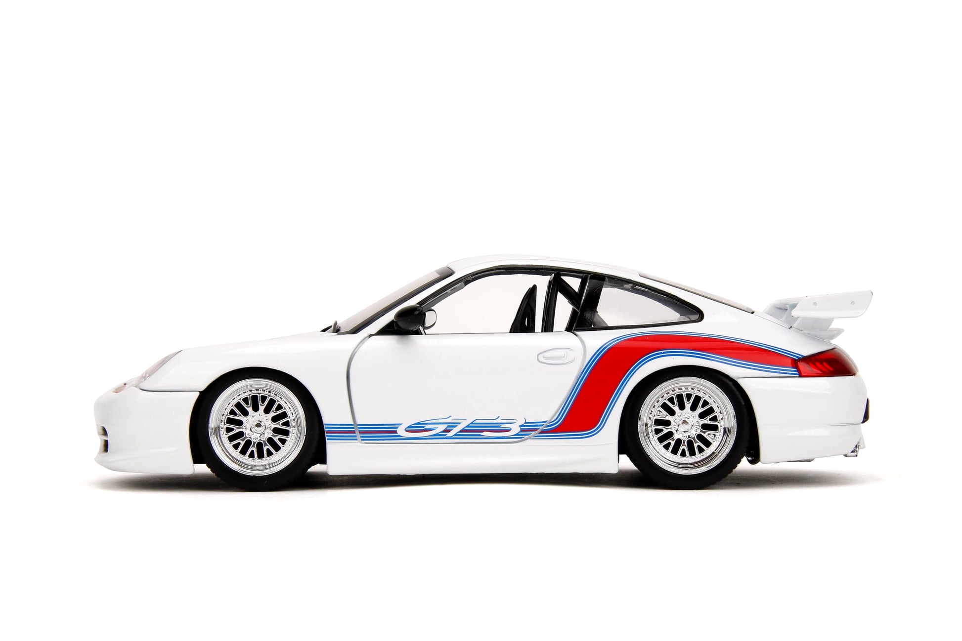 Jada Hyper-Spec 1:24 Porsche 911 GT3 (996.1) Die-Cast Car, Toys for Kids and Adults(White/Red Stripes)