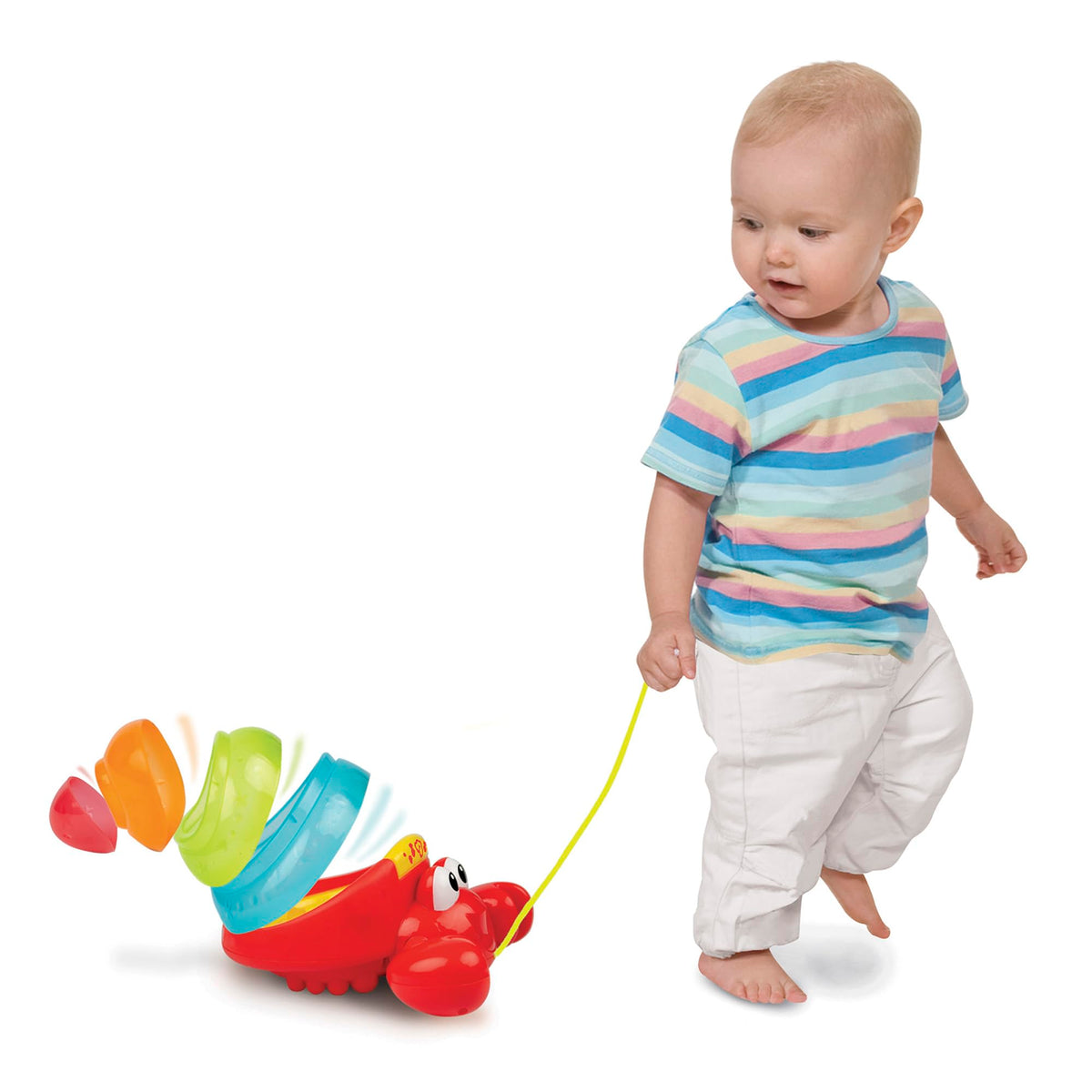 Winfun: Pull Along Crab Stacker - Lights & Sounds, Walking & Stacking Toy, 4 Colorful Cups, Motor Training, Sensory Toy, Baby & Toddler Ages 12mo+