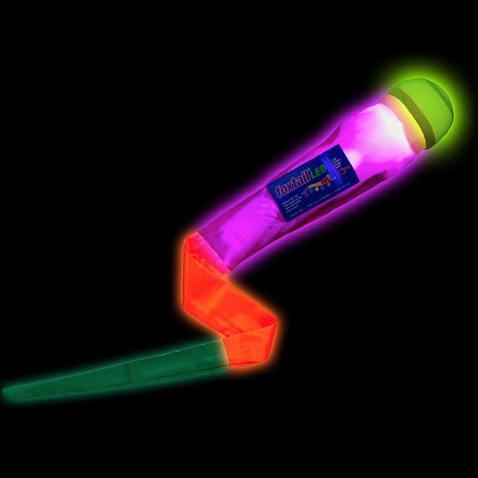 Foxtail LED - Outdoor Throw and Catch Light Up Game - Foam Ball & Tail Glow at Night - Play in The Dark - Fun Gift Idea for Kids & Adults, Boys &
