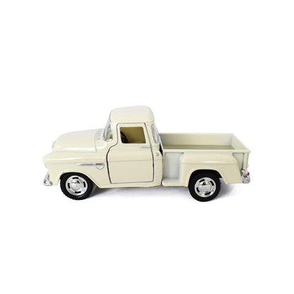 KiNSMART 1955 Chevrolet Stepside Pickup Truck 5 Inch 1:32 Scale Die Cast Metal Little Truck (White)