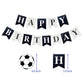 Soccer Black White Happy Birthday Banner, Football Birthday Banner for Boys Girls Birthday Party Decorations, Swallowtail Flag Happy Birthday Bunting