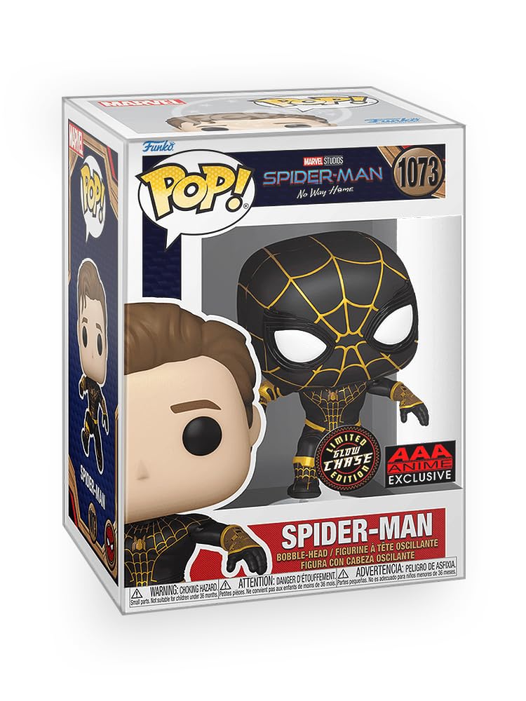 Funko Pop! Marvel: No Way Home - Spider Man in Black & Gold Suit (Chase Variant) Glows in The Dark Exclusive Vinyl Figure Collectibles Bundled with