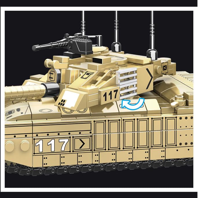 EtrealEli WW2 Military Tank, Challenger II Main Battle Tank Army Toys for Kids - 485pcs, Children's Educational Building Blocks Set, Suitable for Ages