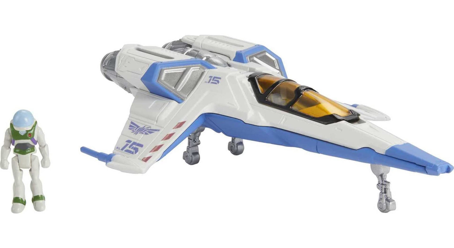 Mattel Disney and Pixar Lightyear Hyperspeed Series Mini Action Figure & Toy Vehicle Set, Buzz Lightyear & XL-15 Spaceship