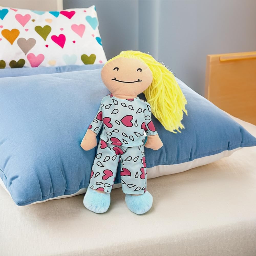 Fun Express Slumber Party Plush Yarn Hair Dolls with Groovy Hair - 4 Doll Set