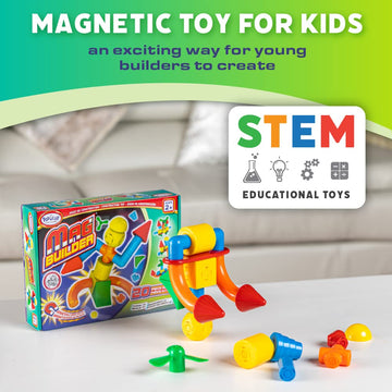 POPULAR PLAYTHINGS Mag Builder Building Set, Magnetic Connecting Toy for Kids Imagination and Creative Play, Crazy Shapes Gift for Children - 20 Piece