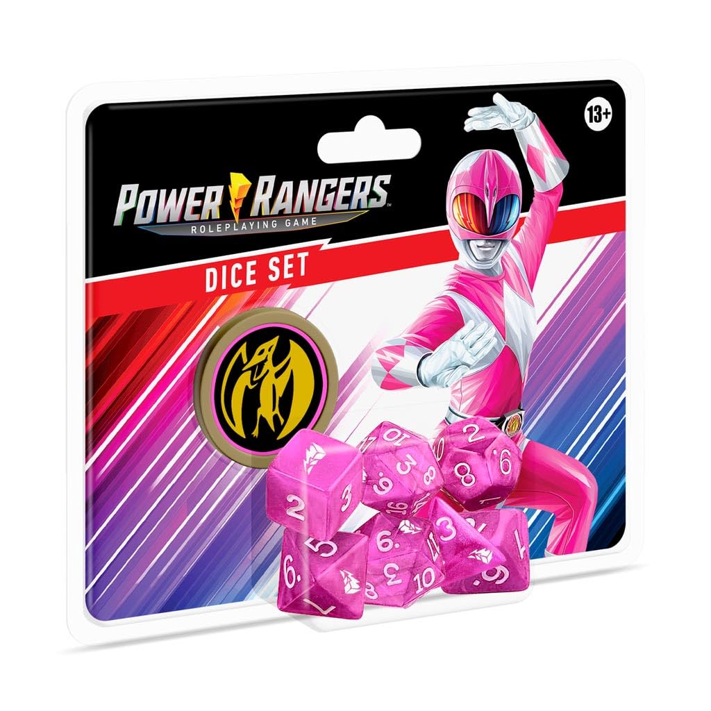 Renegade Game Studios Power Rangers Dice Set - 8-Piece Pink Polyhedral Dice