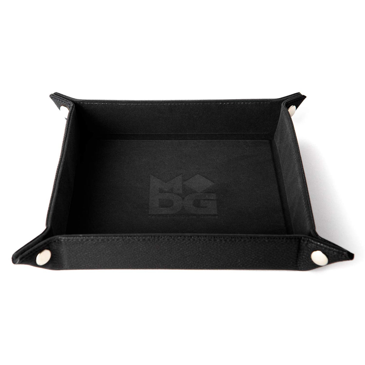 Fanroll Velvet Dice Tray with Leather Backing, Black