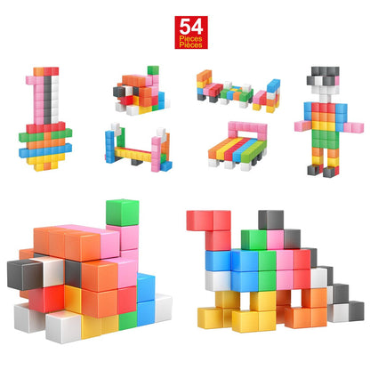 PicassoTiles Magnet Cube Building Blocks 1.2" 3CM Magnetic Cubes Toy Construction Building Educational Sensory Toys with Idea Booklet for School